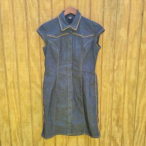 Fubu The Collection Y2K Vintage Denim Western Snap Dress Womens Size 13/14